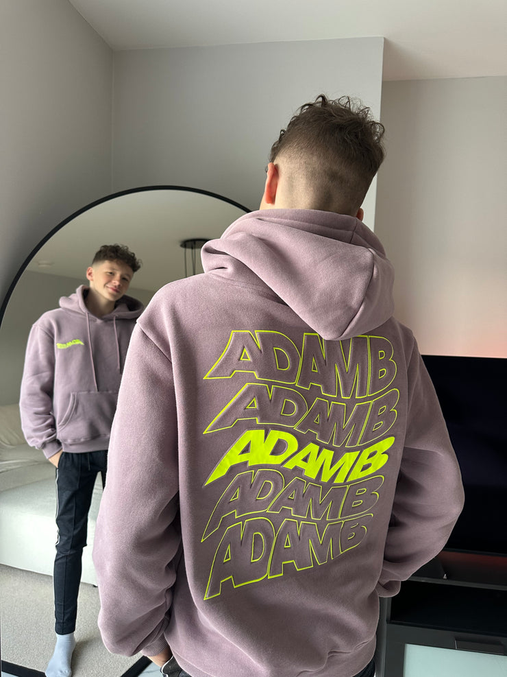 ADAM B - YOUTH LILAC WAVE HOODIE with YELLOW LOGO